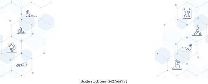Yoga Banner Vector Illustration with Two-sided Icon Style. Line Duotone icon. Containing. pilates, stretch