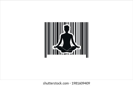 Ilustración vectorial del logotipo de código de barras de yoga