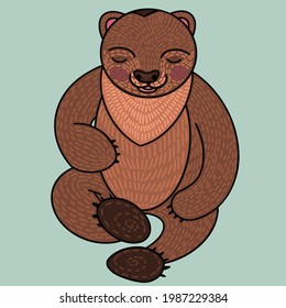 Yoga bear is trying to study. Lazy postcard.