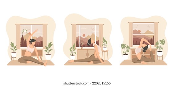 Yoga with Beautiful Nature Flat Bundle Design