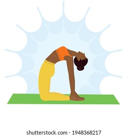 Yoga. Beautiful woman doing yoga exercise. Vector illustration. Healthy lifestyle