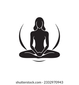 Yoga black icon vector logo