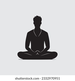 Logo del vector del icono negro del yoga