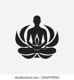 Yoga black icon vector logo