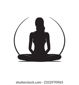 Logo del vector del icono negro del yoga