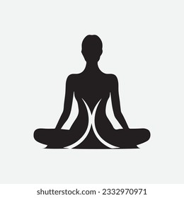 Logo del vector del icono negro del yoga