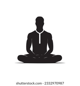 Logo del vector del icono negro del yoga