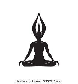Yoga black icon vector logo