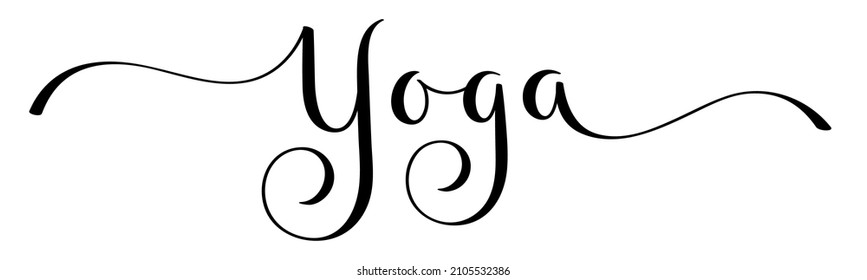 YOGA-Banner mit schwarzem Vektorpinsel, Kalligrafie mit Swaps