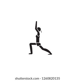 Yoga black vector concept icon. Yoga flat illustration, sign