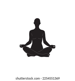 Yoga black white silhouette vector image