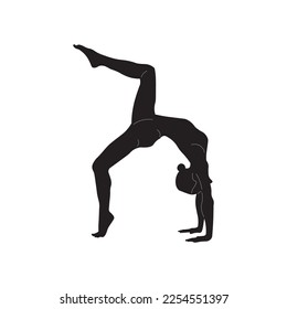 Imagen vectorial de silueta blanca negra de yoga