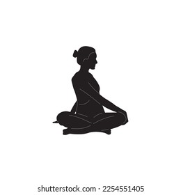 Imagen vectorial de silueta blanca negra de yoga