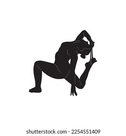 Imagen vectorial de silueta blanca negra de yoga