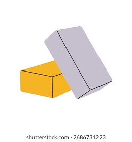 Bloque de yoga para entrenamiento físico. Equipo de gimnasio rectangular para ejercicios de estiramiento y equilibrio. Ilustración vectorial plana aislada sobre fondo blanco.