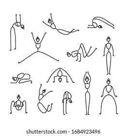 Doodle-Set für Yoga-Körperstellung