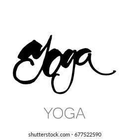 YOGA body & soul. Hand drawn lettering. Vector design for invitation, greeting card, prints poster, T-shirts, bags, logos.