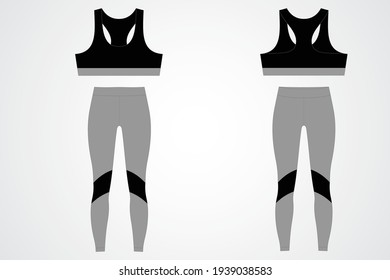 Yoga bra and legging with gray and black combination vector file HD. Just place your logo and own it. It can be used as exercise, fitness and gym purpose.