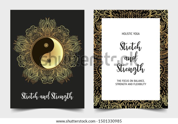 Yoga Business Card Design Gold Black Stock Vector Royalty Free