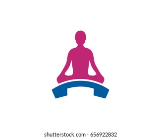 Yoga Call Icon Logo Design Element