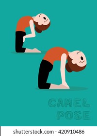 Yoga Camel Pose Cartoon Vector Illustration
