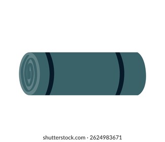 Yoga or camping mat icon. Folded Rubber rug for fitness training. Trekking of hiking carpet tool for tourism. Flat isolated vector illustration on white background