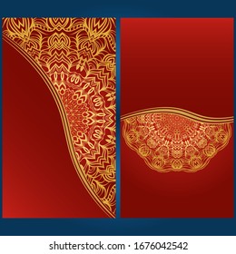 Yoga card template with floral frame pattern. For business card, fitness center, meditation class. vECTOR