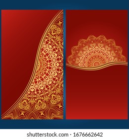 Yoga card template with floral frame pattern. For business card, fitness center, meditation class. vECTOR