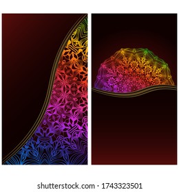 Yoga card template with floral frame pattern. For business card, fitness center, meditation class. vECTOR