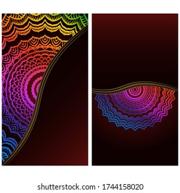 Yoga card template with floral frame pattern. For business card, fitness center, meditation class. vECTOR
