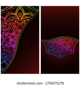 Yoga card template with floral frame pattern. For business card, fitness center, meditation class. vECTOR