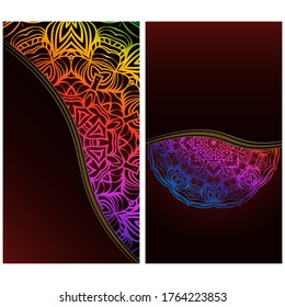 Yoga card template with floral frame pattern. For business card, fitness center, meditation class. vECTOR