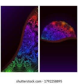 Yoga card template with floral frame pattern. For business card, fitness center, meditation class. vECTOR
