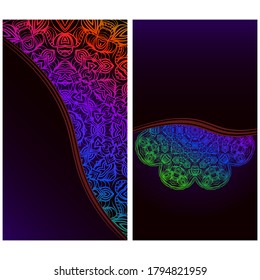 Yoga card template with floral frame pattern. For business card, fitness center, meditation class. vECTOR
