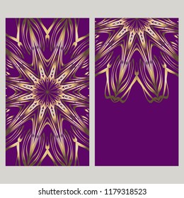Yoga card template with mandala pattern. For business card, fitness center, meditation class. Vector illustration