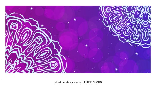 Yoga card template with mandala pattern. For business card, meditation class. Vector illustration
