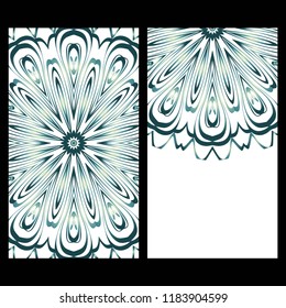 Yoga card template with mandala pattern. For business card, fitness center, meditation class. Vector illustration
