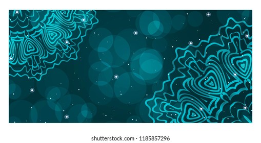Yoga card template with mandala pattern. For business card, meditation class. Vector illustration