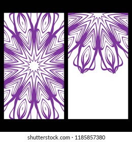 Yoga card template with mandala pattern. For business card, fitness center, meditation class. Vector illustration