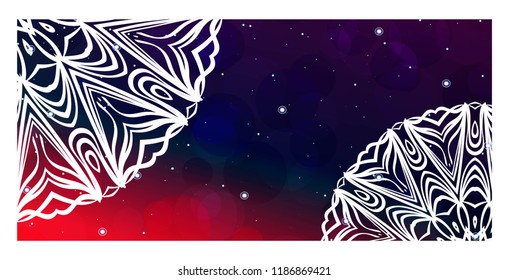 Yoga card template with mandala pattern. For business card, meditation class. Vector illustration