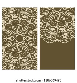 Yoga card template with mandala pattern. For business card, fitness center, meditation class. Vector illustration
