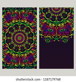 Yoga card template with mandala pattern. For business card, fitness center, meditation class. Vector illustration