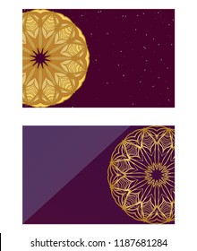Yoga card template with mandala pattern. For business card, fitness center, meditation class. Vector illustration
