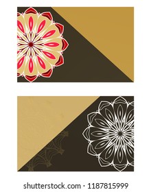 Yoga card template with mandala pattern. For business card, fitness center, meditation class. Vector illustration