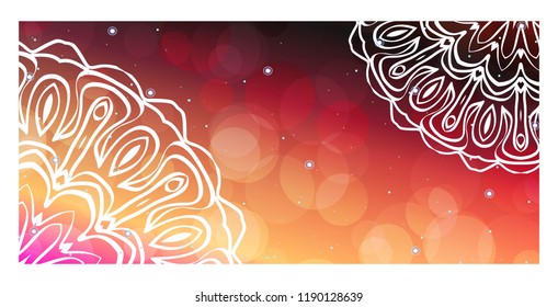 Yoga card template with mandala pattern. For business card, meditation class. Vector illustration
