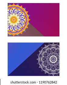 Yoga card template with mandala pattern. For business card, fitness center, meditation class. Vector illustration