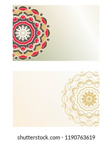 Yoga card template with mandala pattern. For business card, fitness center, meditation class. Vector illustration