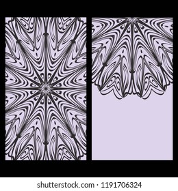 Yoga card template with mandala pattern. For business card, fitness center, meditation class. Vector illustration