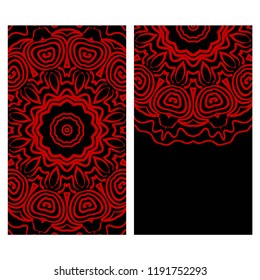 Yoga card template with mandala pattern. For business card, fitness center, meditation class. Vector illustration