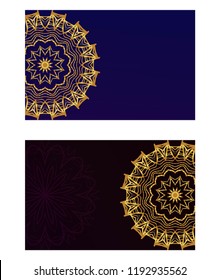 Yoga card template with mandala pattern. For business card, fitness center, meditation class. Vector illustration